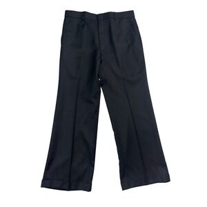 NEW vtg Bespoke Tailored 34x30 Black Wool Cashmere Pants Trousers Wide Leg Pleat